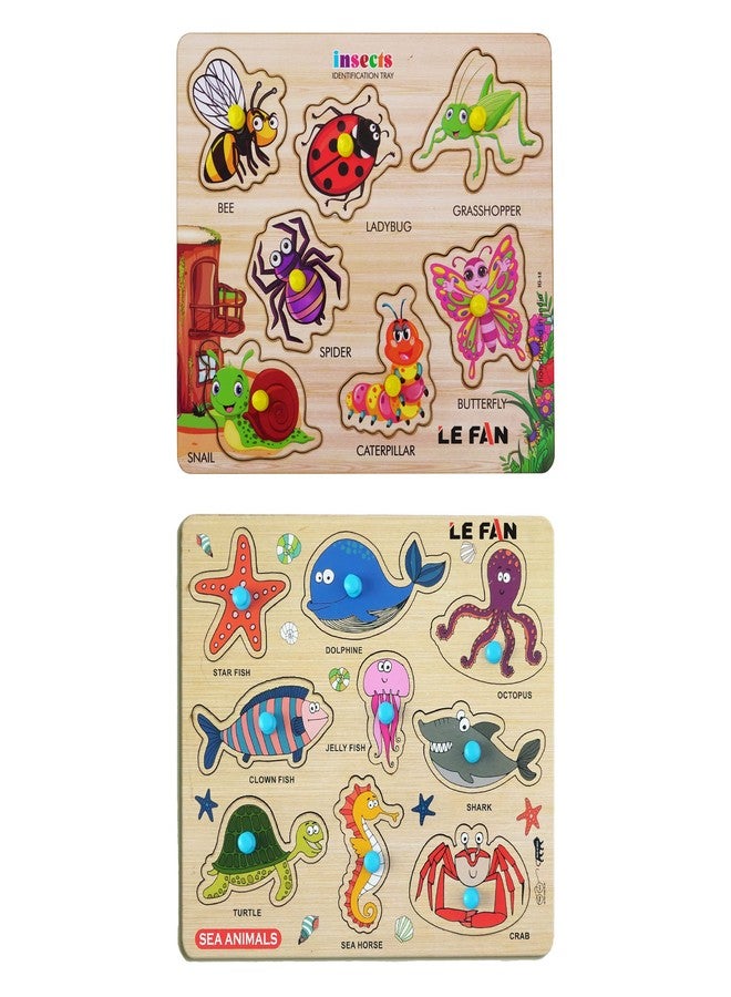 Lefan® Kids Fort Pre Nursery Educational Jigsaw Puzzles for Adults Kids Learning Toys Kit Board Game 2 pcs Set of Insects & Sea Animals Educational Toy - Image 1